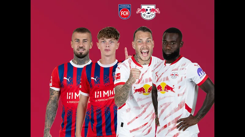 Cầu thủ RB Leipzig nỗ lực chạy bóng trước sự áp đảo của đối thủ Heidenheim