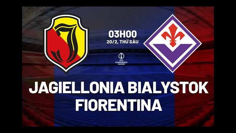 Cầu thủ Jagiellonia và Fiorentina tranh chấp bóng trên sân cỏ Cầu thủ Jagiellonia và Fiorentina tranh chấp bóng trên sân cỏ